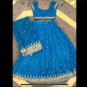 Blue Lehenga with silver work